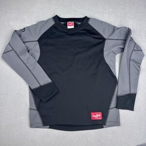 Rawlings Baseball Shirt Youth XL Black Gray Fleece Lined Baselayer Jersey Top